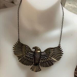 Vintage Eagle necklace articulated in flight on a sturdy metal chain brass tone